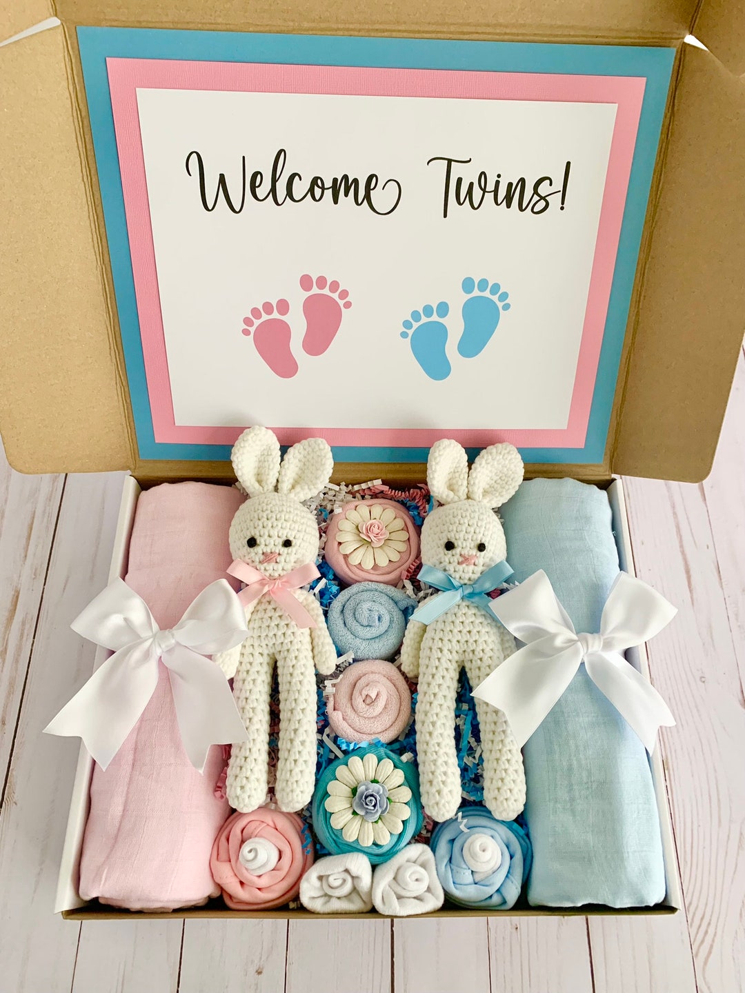 Gift for Baby Twins Gift Box Twin Baby Gift Boy and Girl Corporate Baby Shower Gift Gender Reveal Box Boy or Girl new Baby Gift Basket Etsy