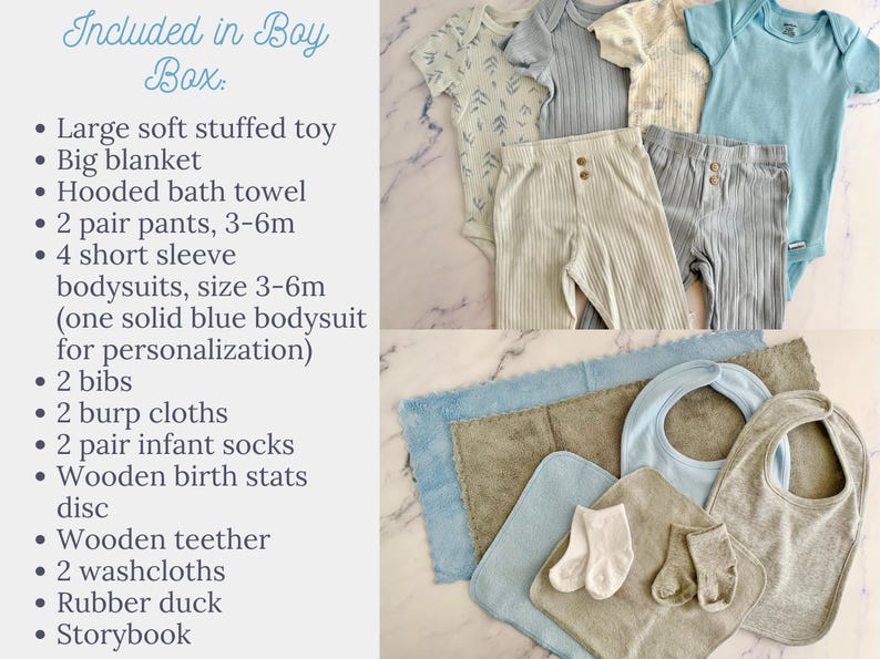 Deluxe Baby Boy Gift Box: Teddy Bear, Blanket & Clothes (22 Piece Set ...