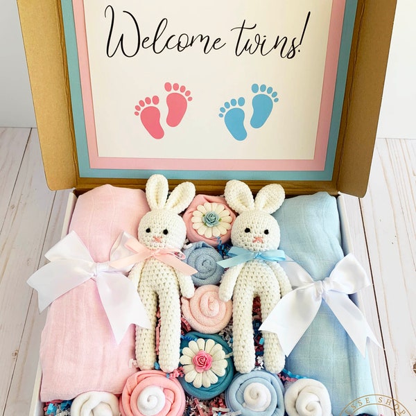 Gift for Baby Twins Gift Box, Twin Baby Gift Boy and Girl, Corporate Baby Shower Gift, Gender Reveal Box, Boy or Girl,New Baby Gift Basket