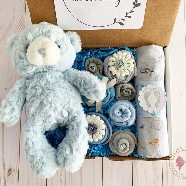 Baby Boy Gift Box Personalized, Gift Newborn Baby Sprinkle, Unique Baby Boy Gift, New Baby Gift Basket, First Time New Mom Care Package