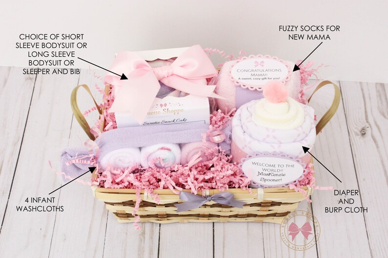 Newborn Baby Gift Basket Baby Girl Gift Basket Newborn Baby Etsy