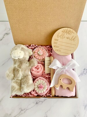 Coffret Cadeau Naissance Bébé Fille Garçon - Hochet, Body, Serviette, Cadre Photo, Set Complet
