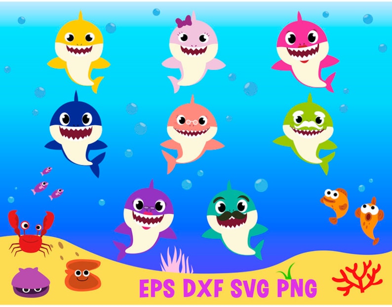 Baby shark svg shirt family shark clipart download vector file | Etsy