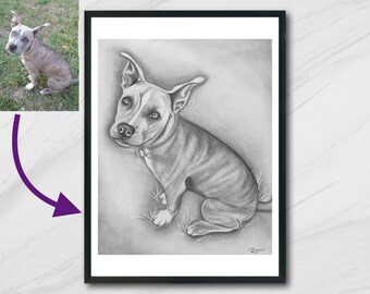 Custom Pet Portrait: Hand-Drawn 8x10 Personalized Pet Art