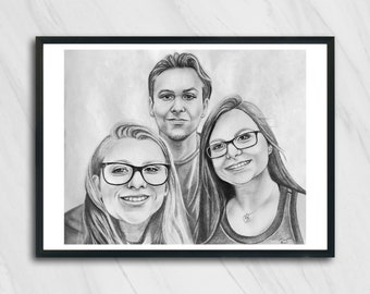 Hand-Drawn Family Portrait - Personalized Art of Your Loved Ones