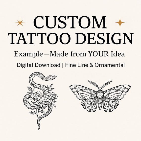 Custom Fine Line Tattoo Design: Personalized Digital Art (Digital Download)