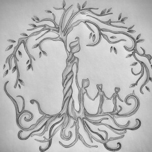 Mother and Child Art Tree of Life Family Portrait Tree of - Etsy