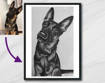Forever Cherished: Custom Hand-Drawn Pet Portrait - Personalized Gift for Pet Lovers