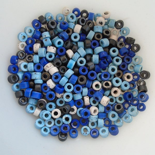 300 pcs perles en céramique grecques, assortiment de perles faites main, mélange de perles de poney, perles tubulaires rustiques 10 x 5 mm