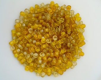 500pcs Glass Beads, 8x5mm Yellow Pony Beads, Vintage Tube Beads, Roller Beads