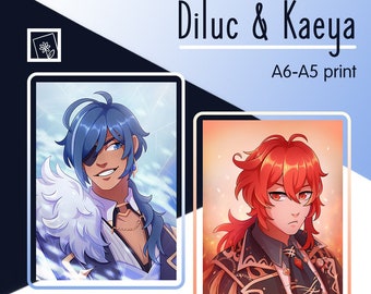 Diluc and Kaeya A6 and A5 prints