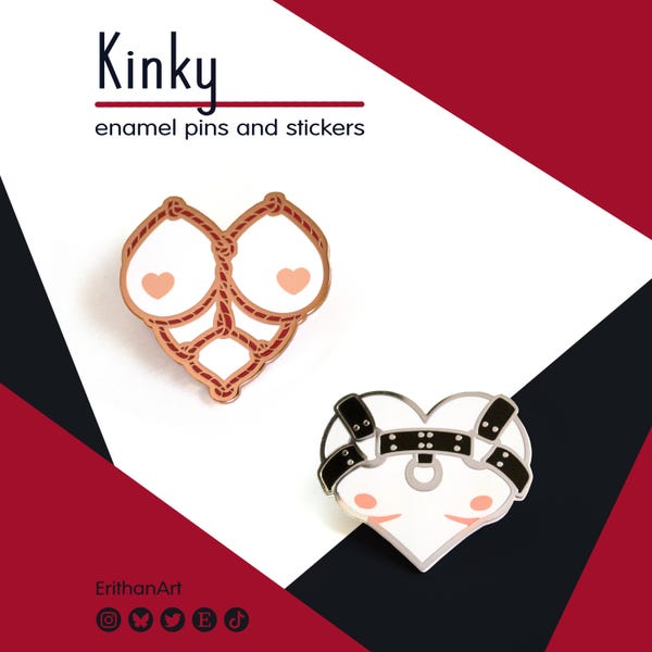 Shibari- und Leder-Emaille-Anstecknadeln