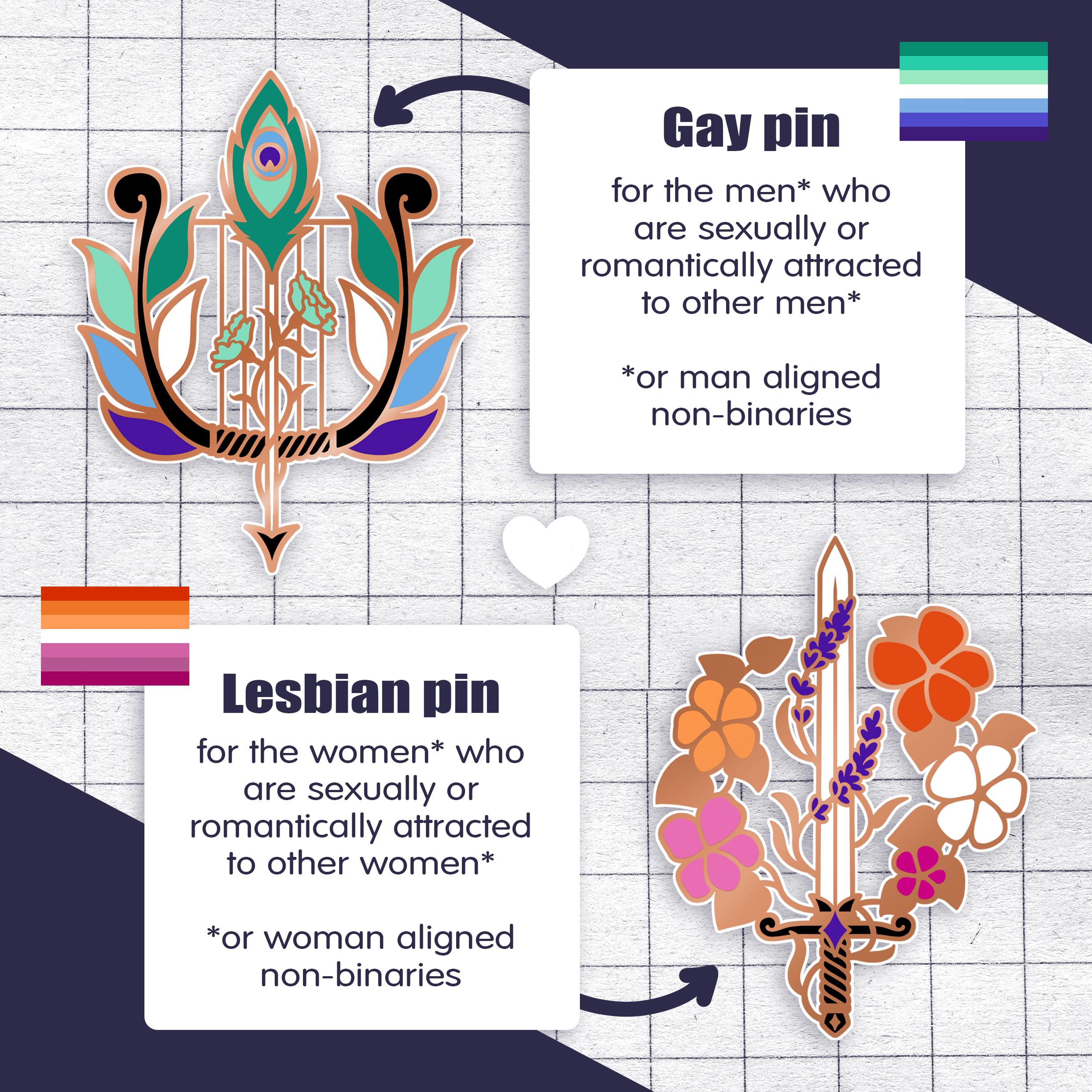 Pride Enamel Pins: Lesbian, Gay, Ace, Aroace and Bi - Etsy