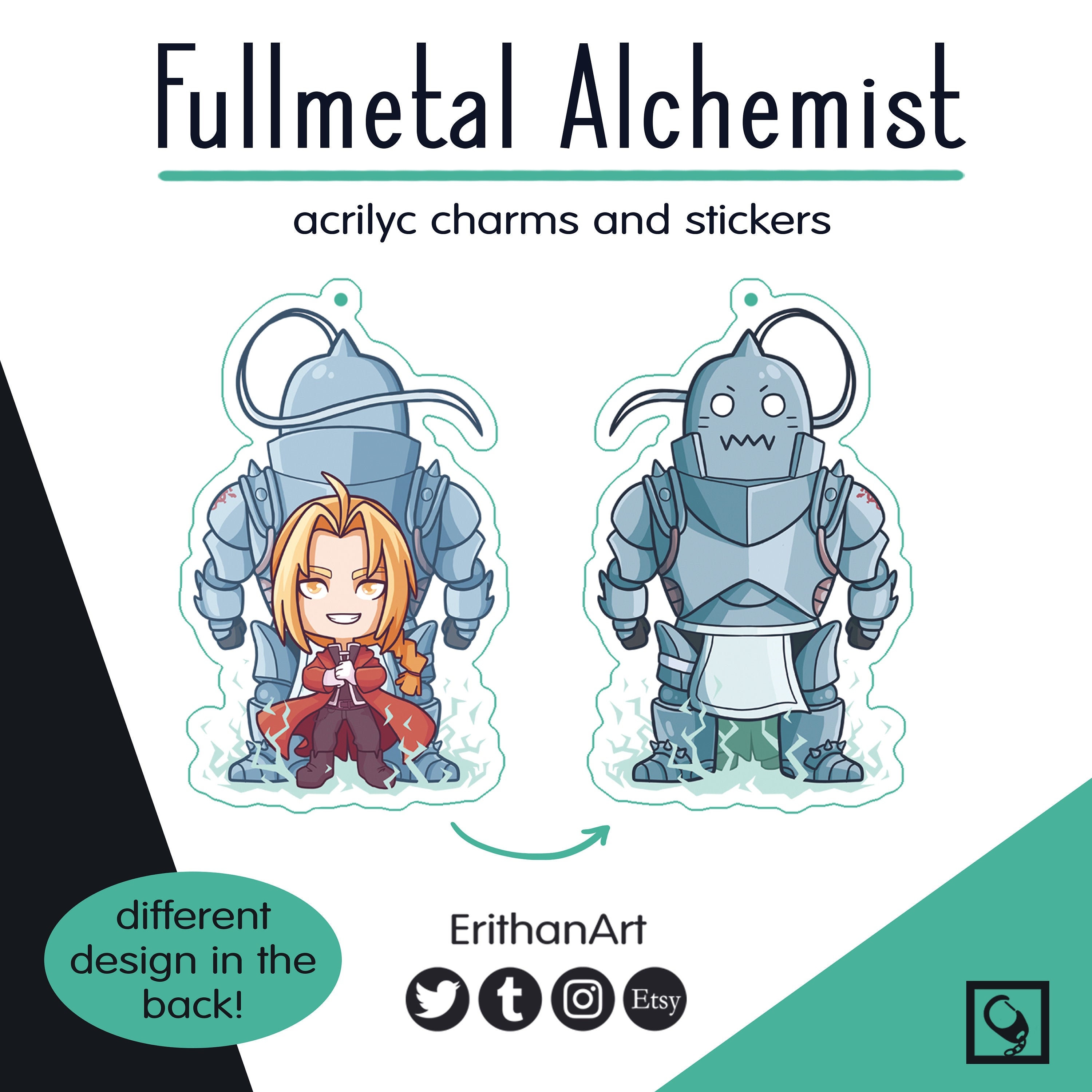 ABYSTYLE Fullmetal Alchemist Aufkleber – 2 Transparente Vinyl-Sticker (16x11 Cm)