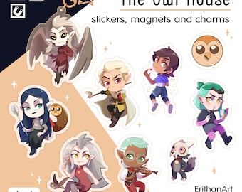 The Owl House charms, stickers, magnets and pins