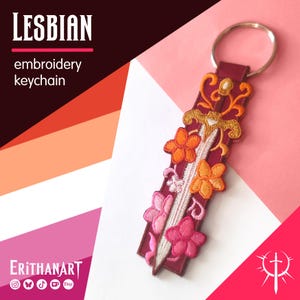 Broderad lesbisk nyckelring