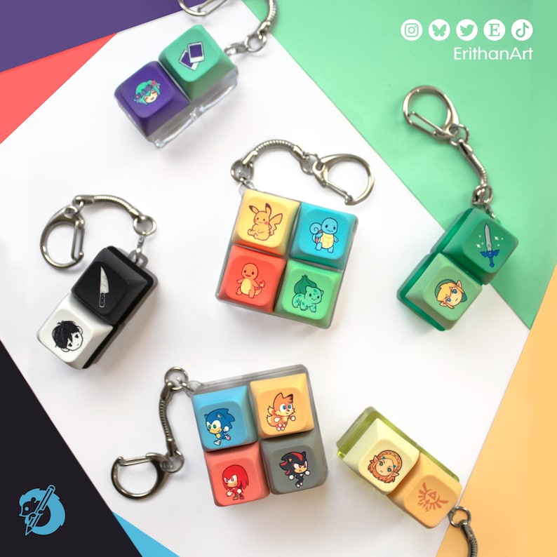 The Legend of Zelda: Link and Zelda Keycap Keychains - Etsy