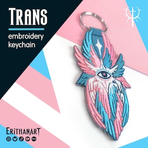 Embroidered trans keychain