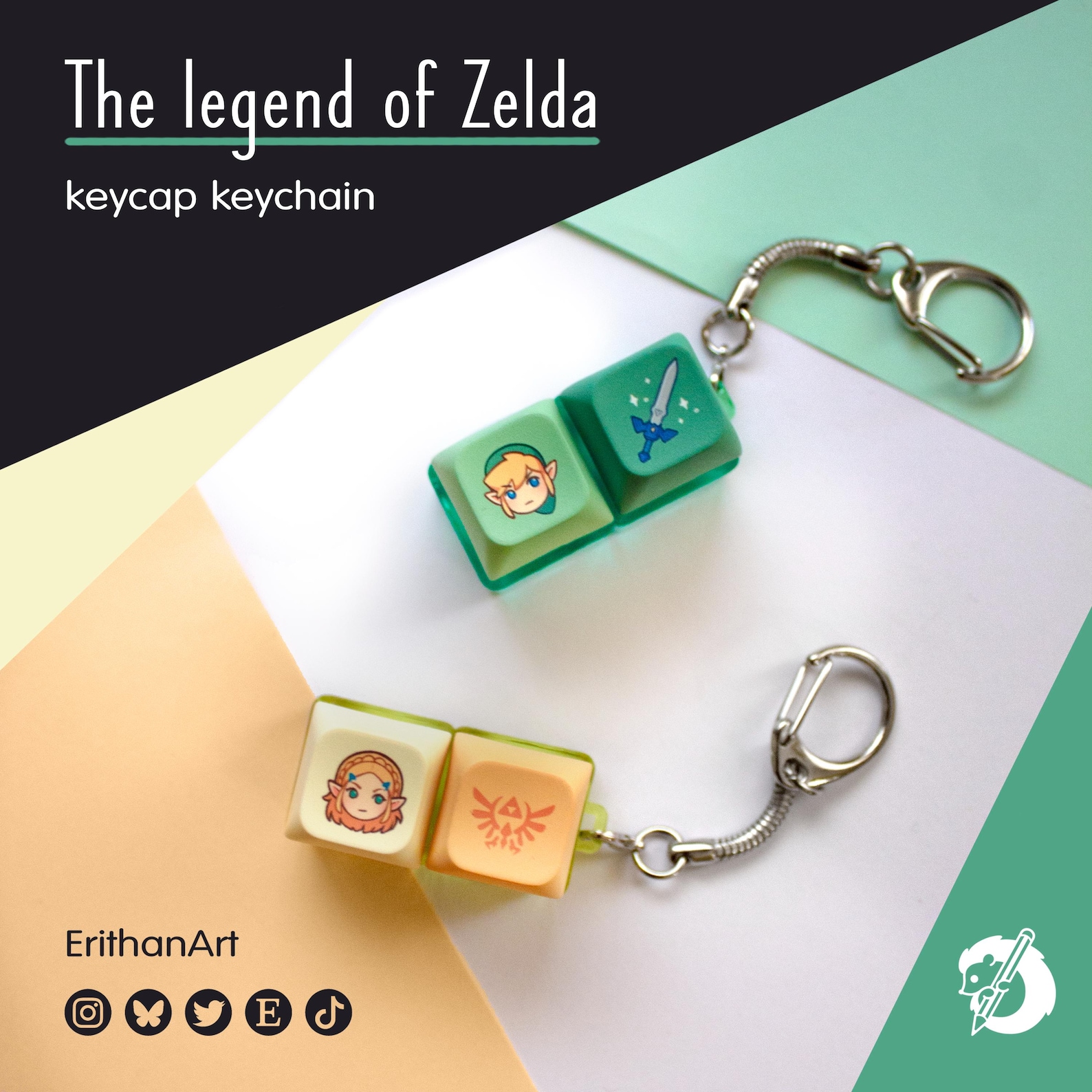 The Legend of Zelda: Link and Zelda Keycap Keychains - Etsy