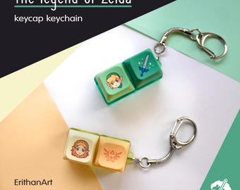 The legend of Zelda: Link and Zelda keycap keychains
