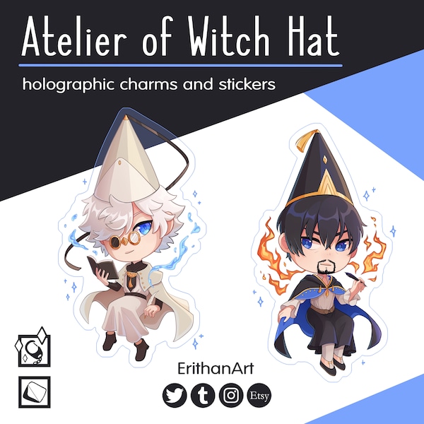 Atelier of Witch Hat holographic charms and stickers