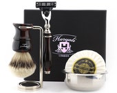 Complete Men 39 s Shaving Set Perfect Wet Shaver Razor Silvertip Badger Hair Barber Salon Brush Travel And Home Salon Set for Your Dad