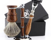 Shaving Kit Wooden Home Salon Clean Shave Kit Groomsmen Gift Set Unique Anniversary Gift Cartridge Razor Barber Brush