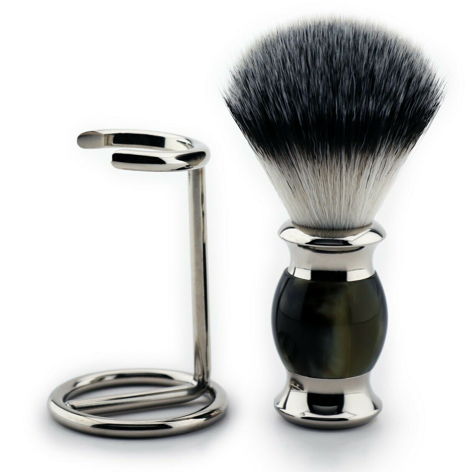 Artificial Horn Handle Shaving Brush & Stand Synthetic Hair Etsy UK