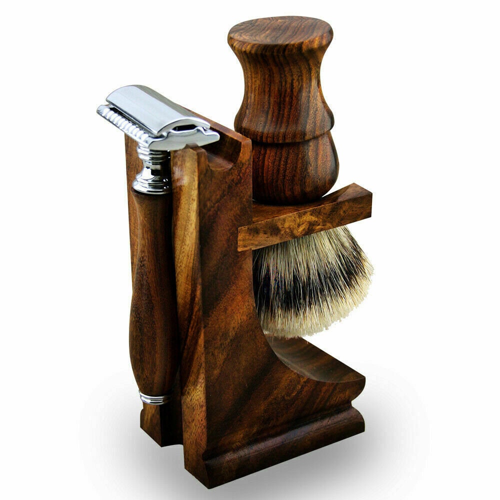 Vintage Style 3 Pcs Wooden Shaving Kit with Traditional Hair Etsy