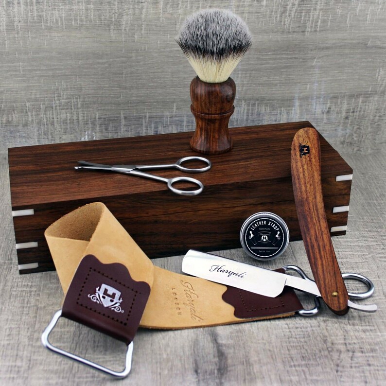 Haryali Vintage Barber estilo afeitado madera set de madera Etsy