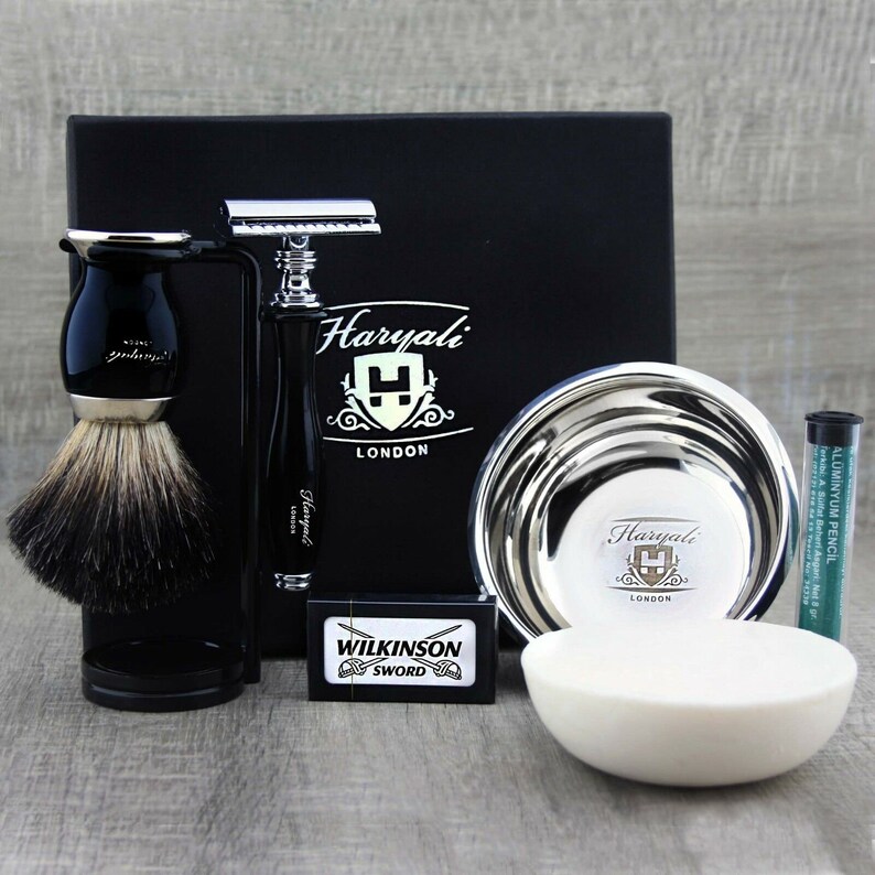 Complete Classic Men's Shaving Set With Black Badger Hair Etsy UK