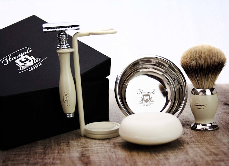 Complete Classic Men's Shaving Set With Silver Tip Hair Etsy