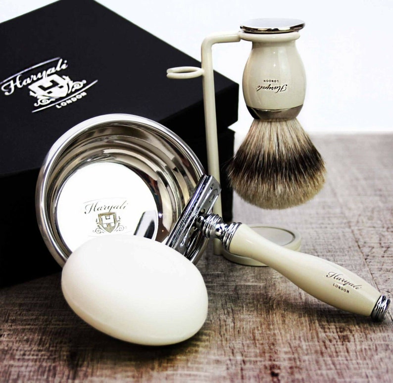 Complete Classic Men's Shaving Set With Silver Tip Hair Etsy