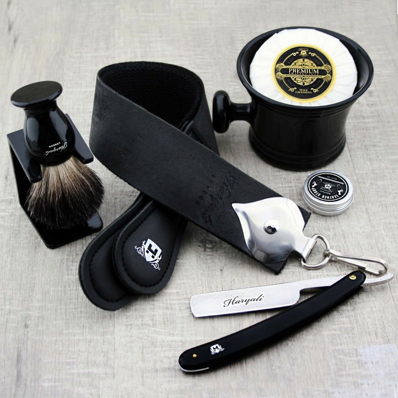 Classic Design Shaving Set Straight Cut Throat Razor Black Etsy