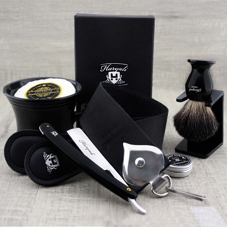 Classic Design Shaving Set Straight Cut Throat Razor Black Etsy