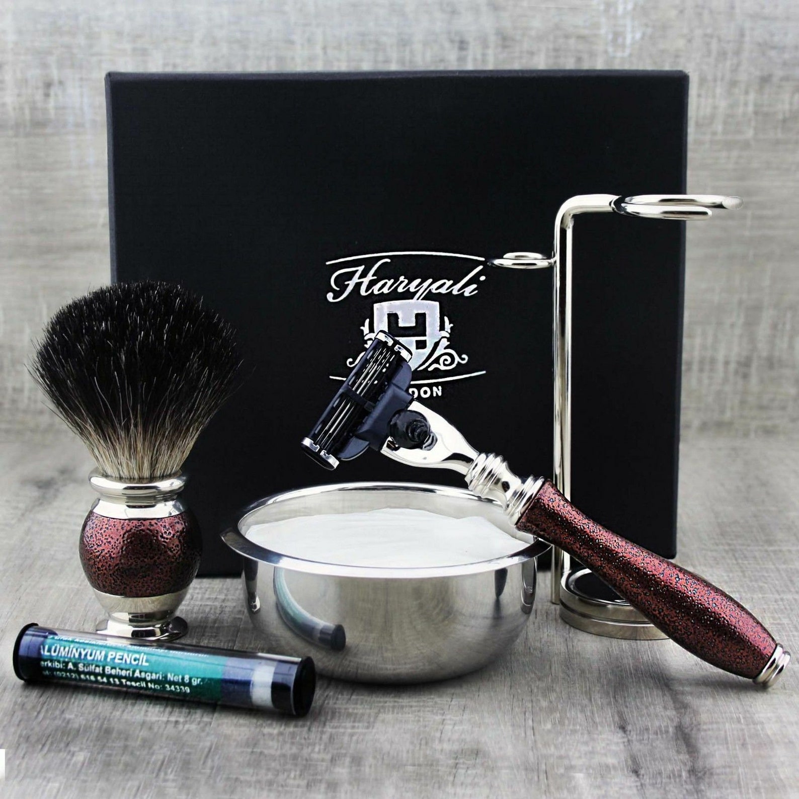 Antique Classic Design Shaving Set Black Hair Brush 3 Edge Etsy