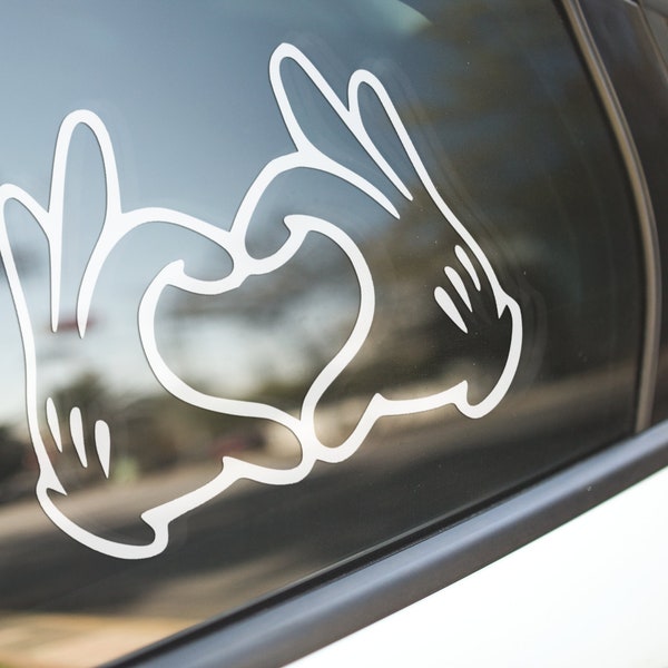 Mouse Heart Hands Decal, disney decal, disney car sticker, disney gift, mickey, mouse gift