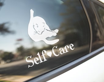 Self Care Cat Decal, Cat Car Decal, Cat Car Sticker, Cat Waterbottle Sticker, cat gift