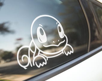 Peeking Water Turtle Inspired Car Window Decal | Cute Anime-Inspired Vinyl Sticker | Rear Side Window Decal | Weatherproof Car Accessory