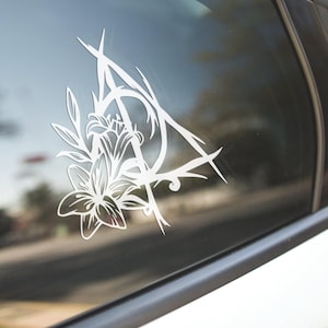Floral Deathly Wizard Decal, Harry Gift
