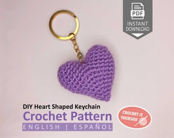 Amigurumi Heart Keychain Crochet Pattern PDF | Tutorial for Valentine's Day Gift | Spanish and English