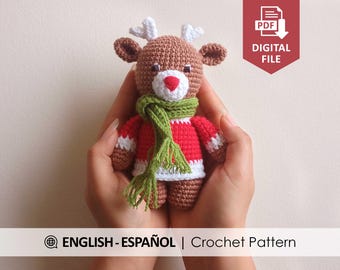 Rudolph Reindeer Crochet Pattern | Xmas Amigurumi (PDF Pattern)