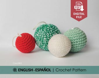 Christmas Ball Ornament Crochet Pattern, Amigurumi Bauble (PDF Pattern)