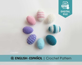 Mini Easter Eggs Crochet Pattern – Beginner Friendly Amigurumi Egg Tutorial PDF in English & Spanish