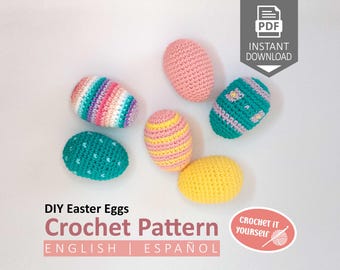 Crochet Easter Eggs Pattern – Easy Amigurumi Egg Tutorial PDF in English & Spanish