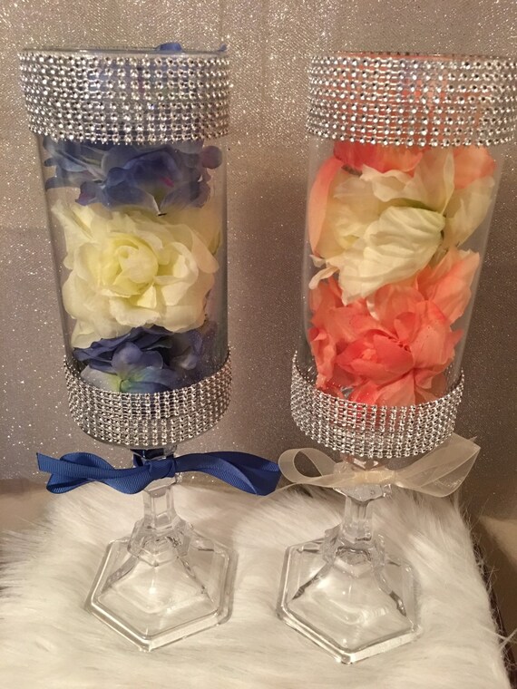 Centerpieces Bling Centerpiece Flower Vase Glass Vase Etsy