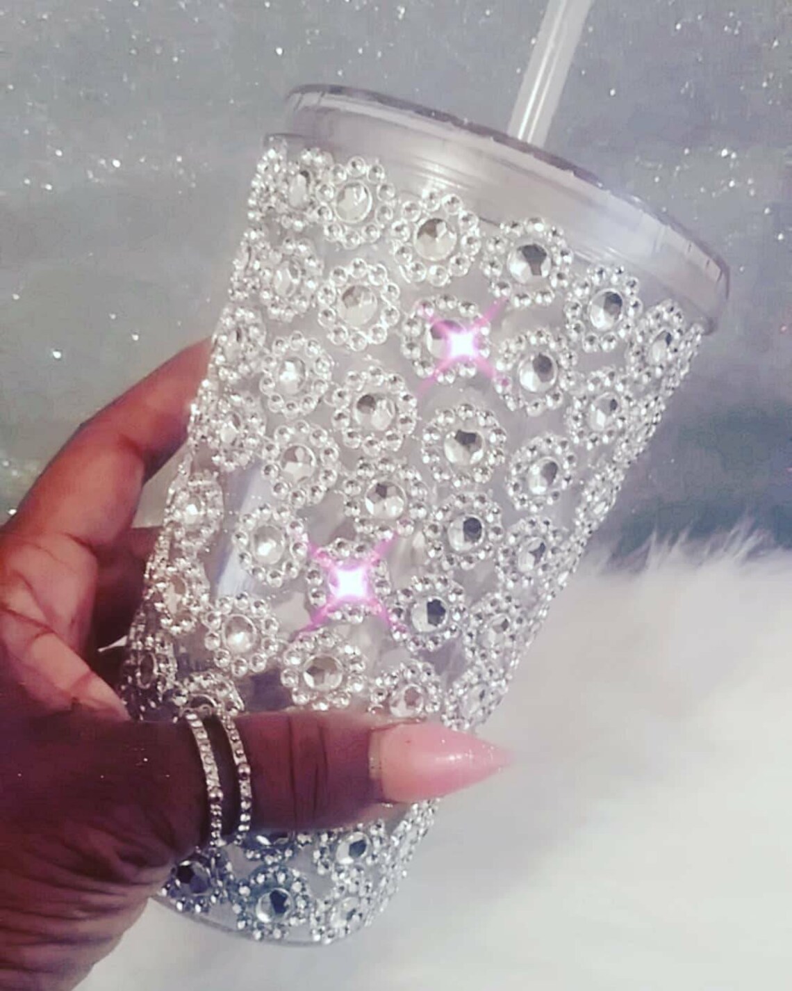 Blinged Out Tumbler Tumbler With Straw Glitter Cup Bling Etsy