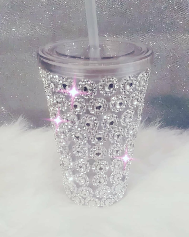 Blinged Out Tumbler Tumbler With Straw Glitter Cup Bling Etsy