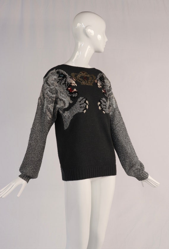 Vintage 1980s Krizia Leopard Lurex Sweater