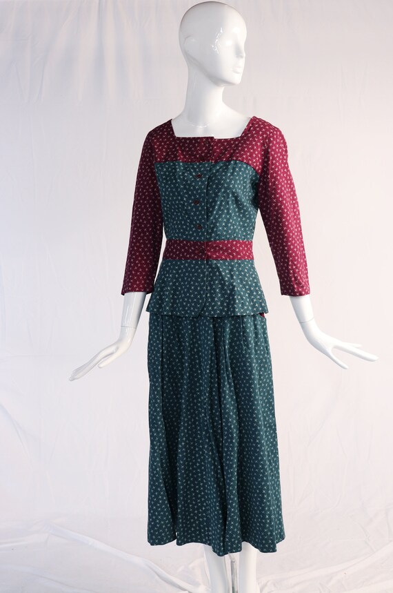 Vintage 1970s Cotton Printed Two Piece Set